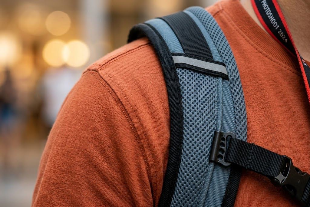 Carrying heavy bags on the same shoulder,